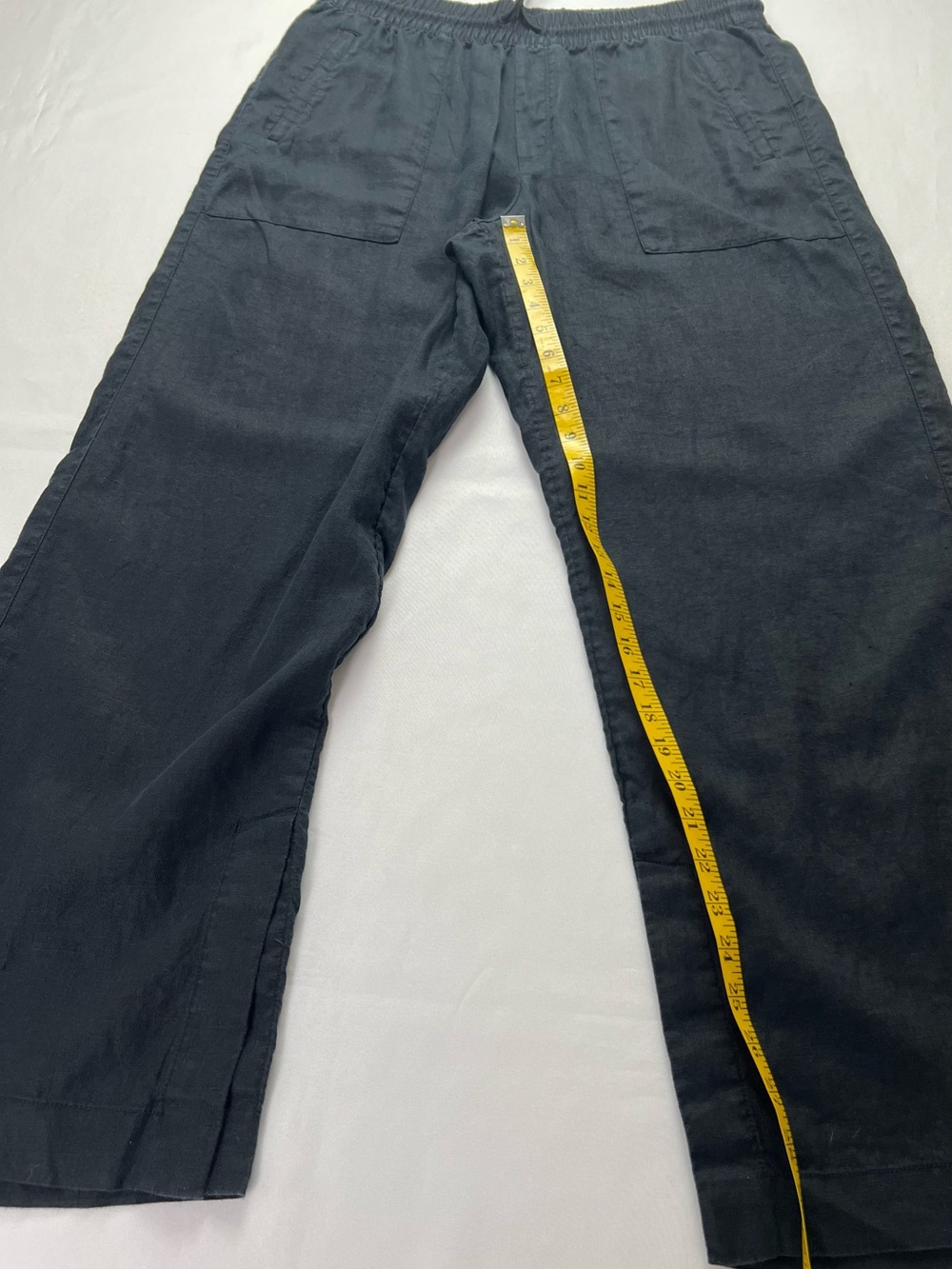 Athleta Retreat Black Linen Wide Leg Ankle Slit Vacation Resort Cruise Pant - Picture 12 of 14